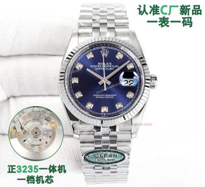 Clean Factory Rolex Datejust 3235 Blue Face Watch 36mm 